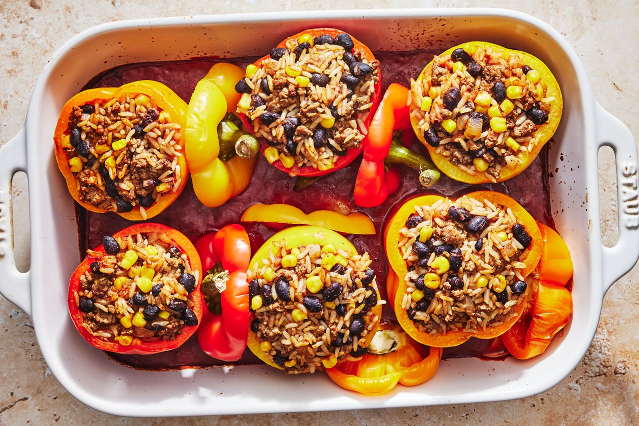 Southern Living Our Best Stuffed Peppers after baking before adding the cheese