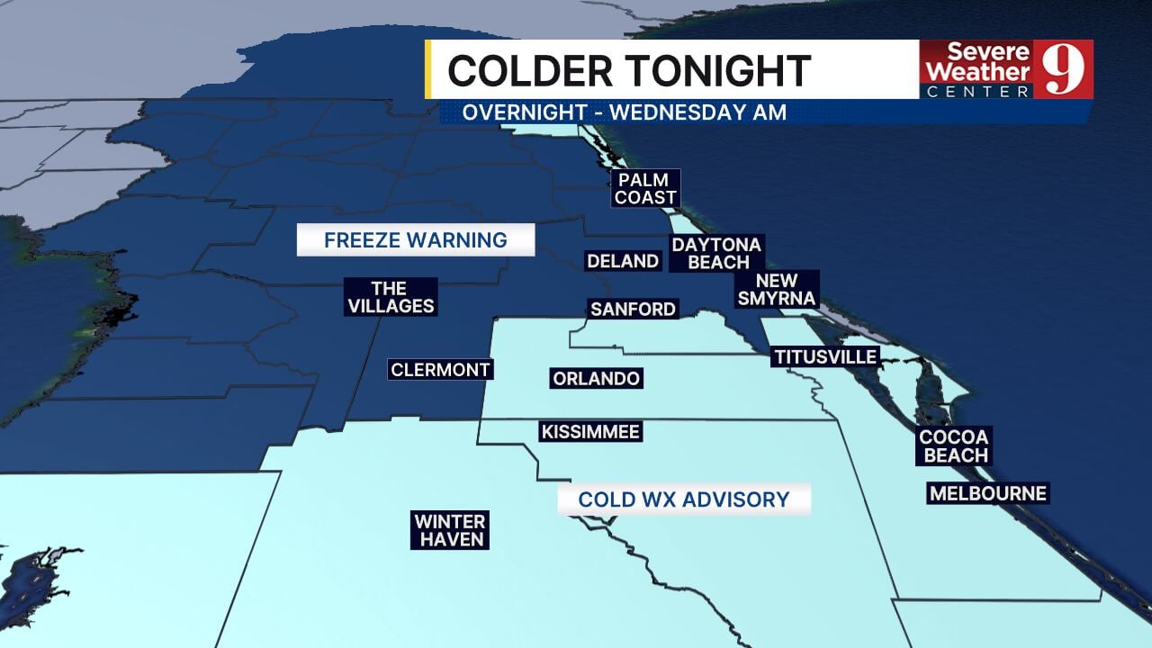Freeze warnings issued as temperatures plunge in Central Florida