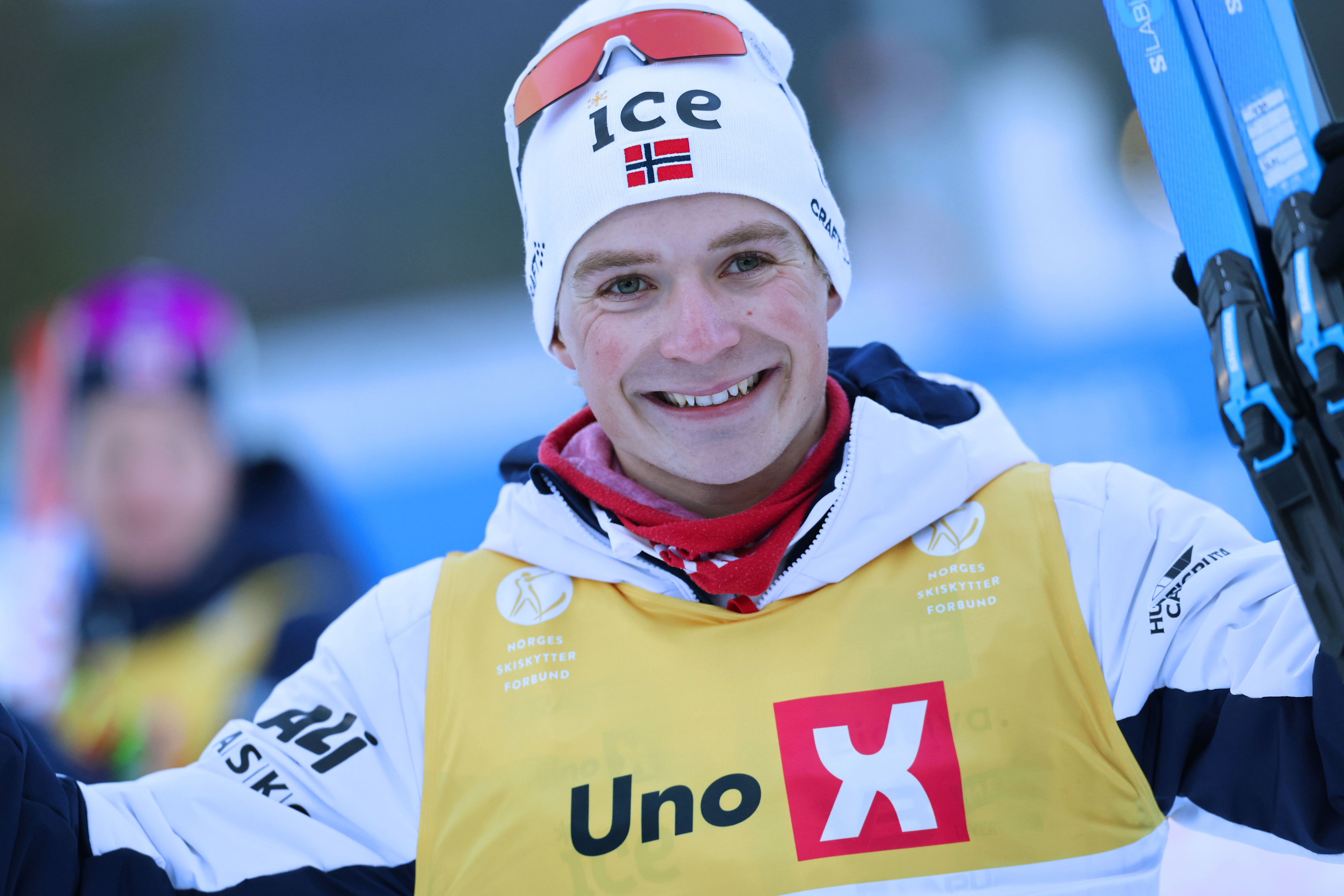 Isak Leknes Frey tok sølv i skiskytter-EM. Foto: Geir Olsen / NTB