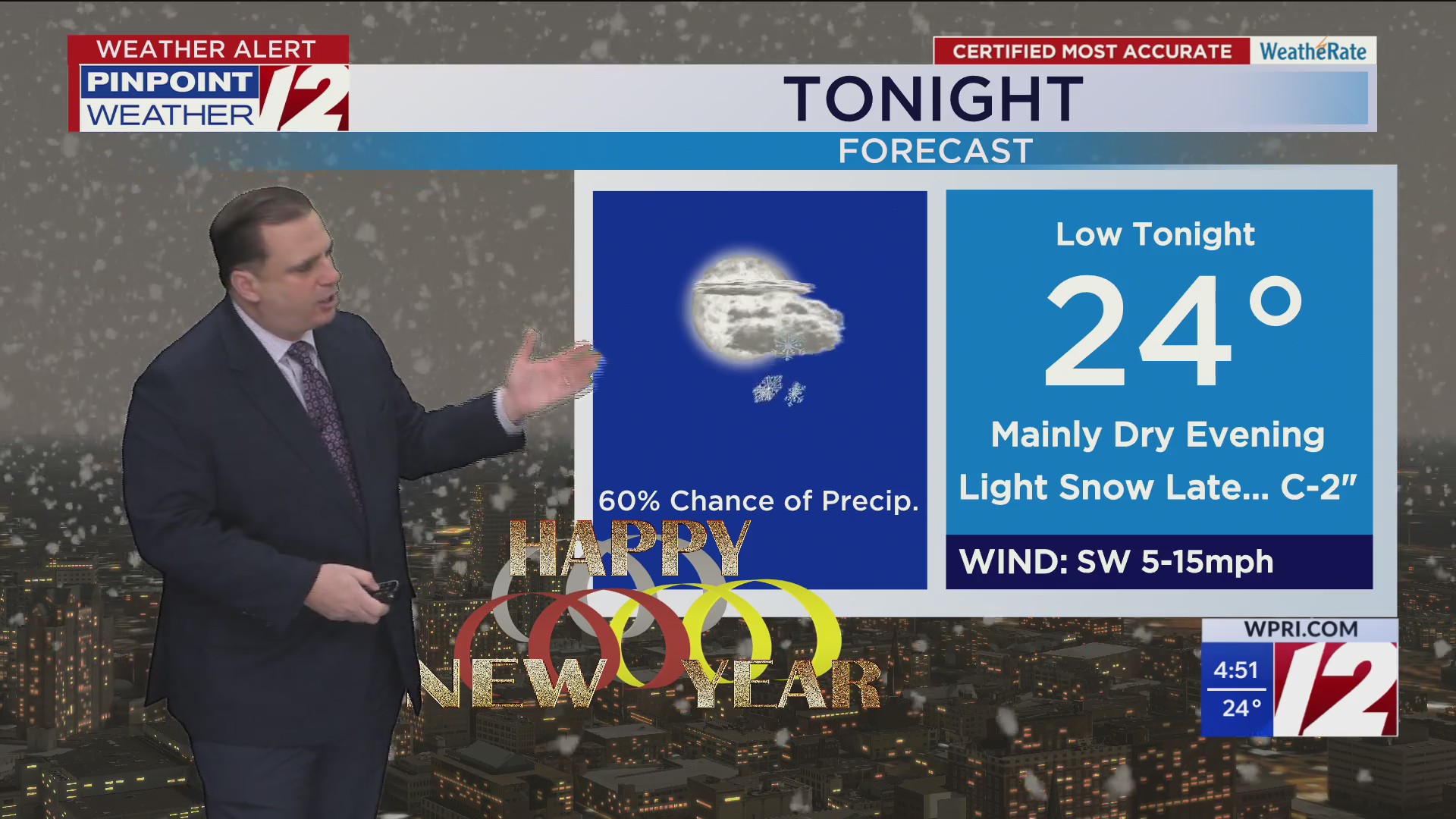 WPRI 12 weather forecast for 12/31/25: Snow develops tonight