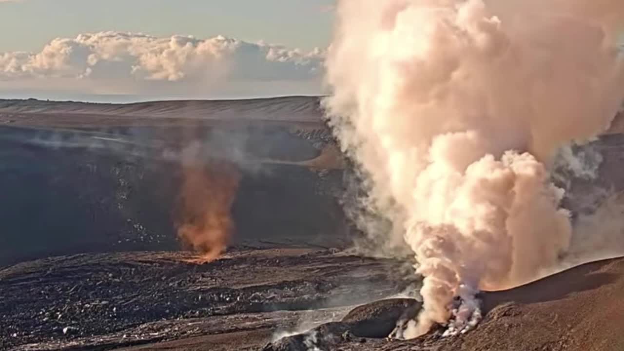 Lava tornado swirls across vents of volcano in Hawaii