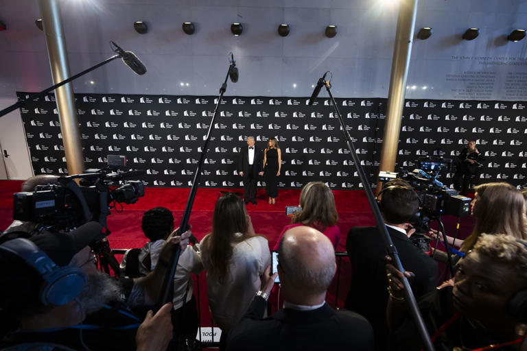 President Donald Trump, shown attending a showing of “Les Misérables” in June, has made himself a marquee element of the Kennedy Center.