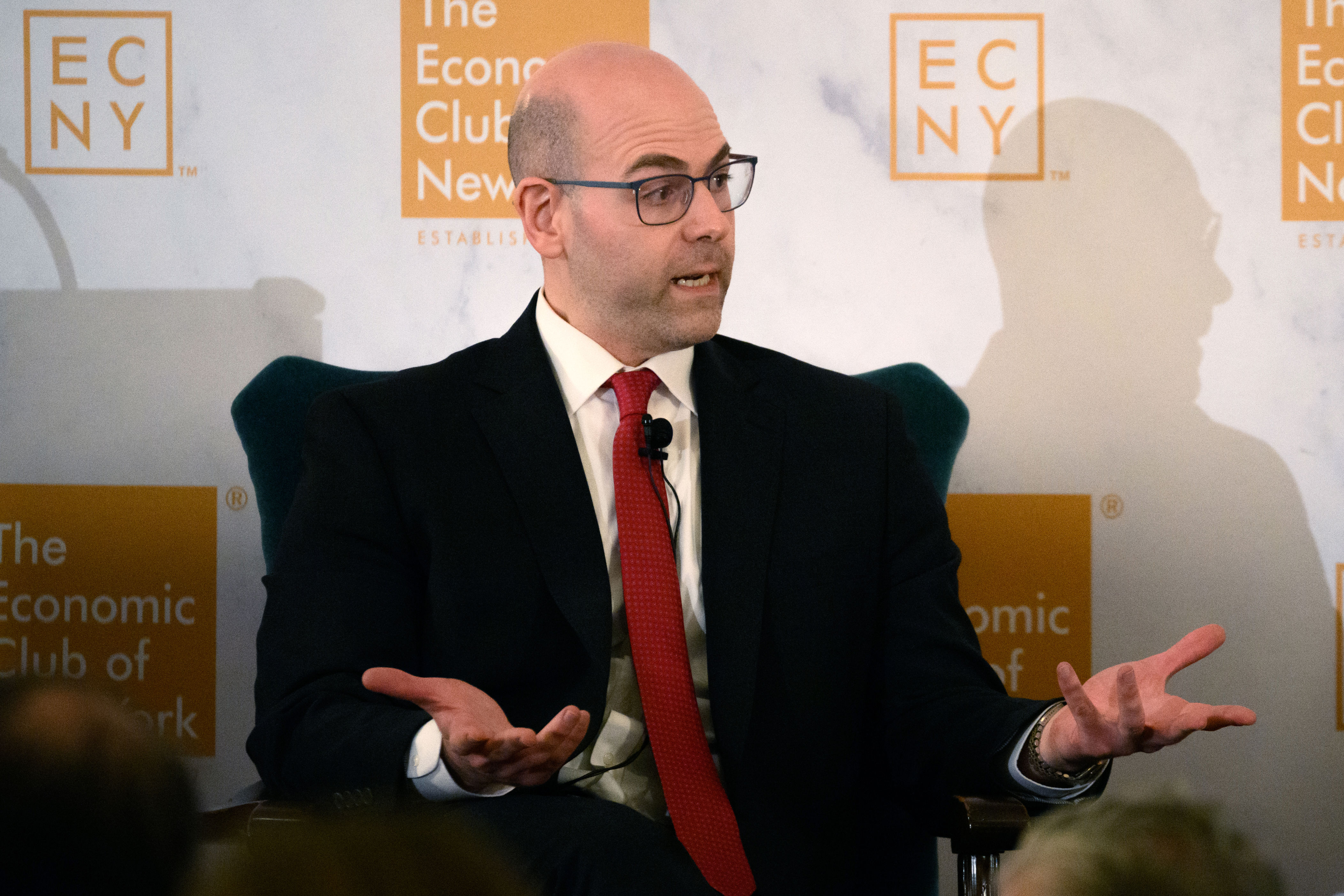 Federal Reserve Governor Stephen Miran speaks at The Economic Club of New York on Sept. 22, 2025, in New York City. (Alexi J. Rosenfeld/Getty Images)