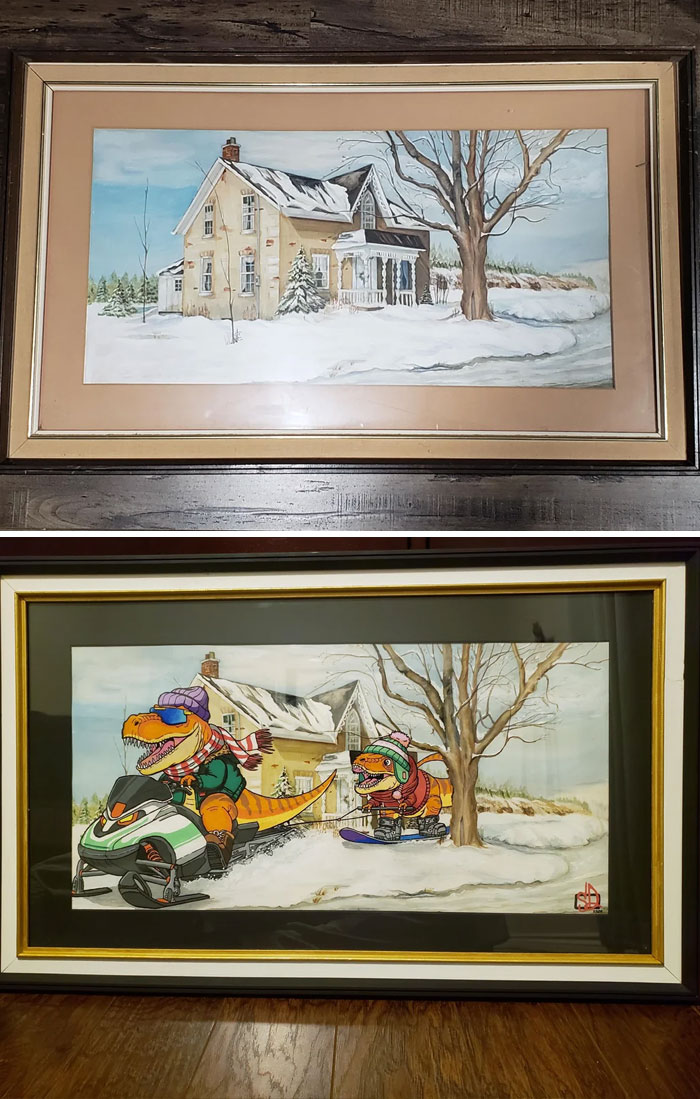 71 Of The Best ‘Repaintings’ Done By People On Old Thrifted Artworks (New Pics)
