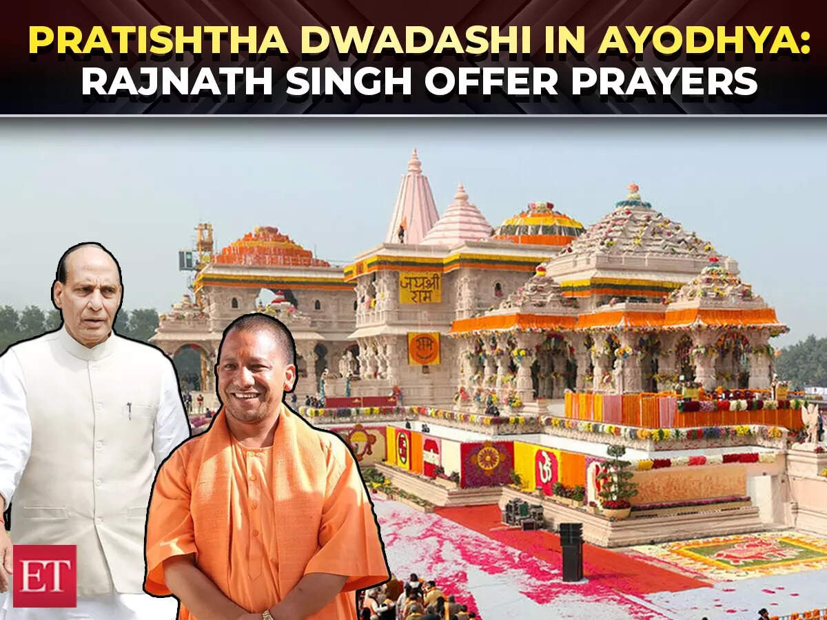 Two years of Ram Lalla’s Pran Pratishtha: Rajnath Singh, UP CM hoist ...