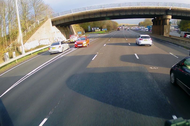 Video captures terrifying moment 'old woman drives wrong way down M6'