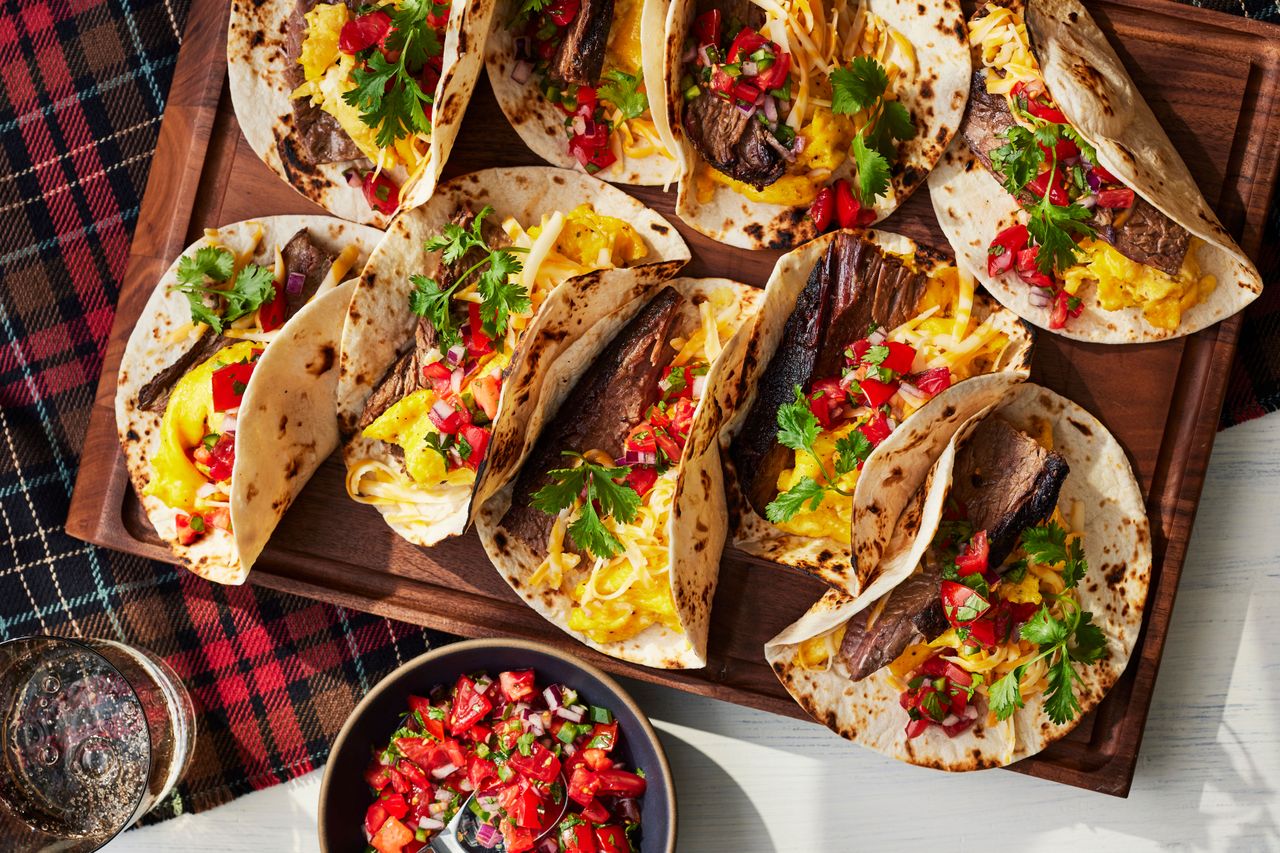 Southern Living Texas Breakfast Tacos on a platter to serve