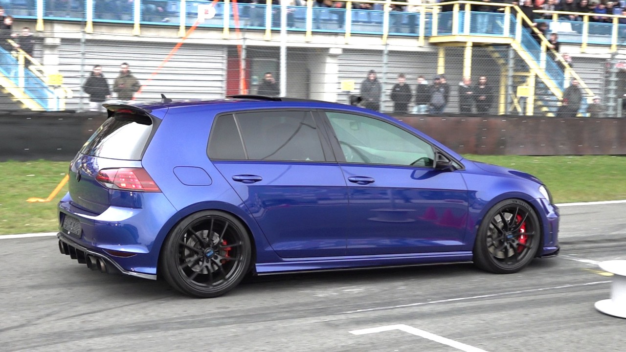 High performance Volkswagen Golf R at the starting line