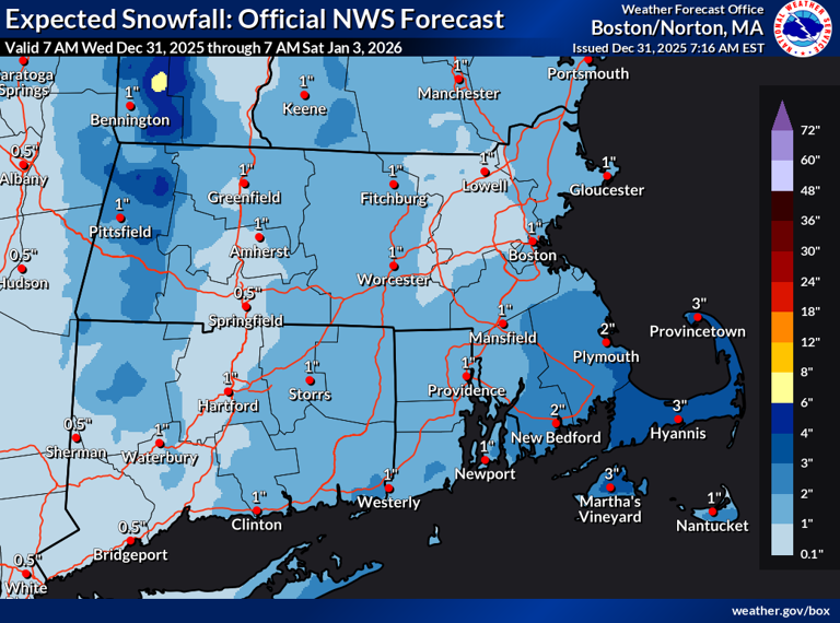 Snow expected in Massachusetts on New Year's Eve: How much to expect ...