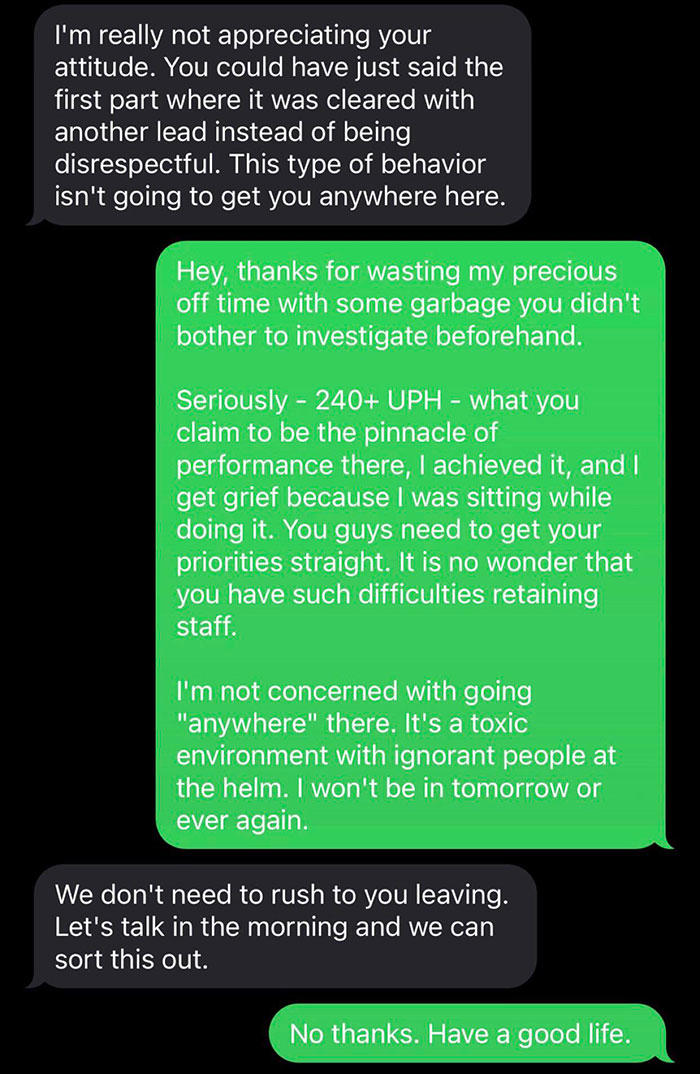 14 screenshots of people’s 'I quit' texts because 'screw that, I ...