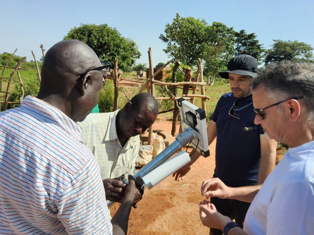 Handout image of Sennan Morris of Atlantic Technological University at a water pump in Uganda