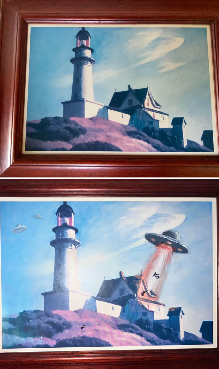 71 Of The Best ‘Repaintings’ Done By People On Old Thrifted Artworks (New Pics)