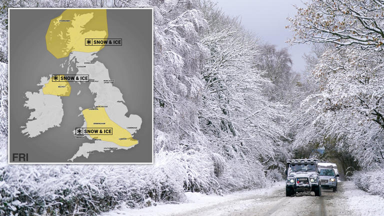 Snow warnings with New Year temperatures below -8C