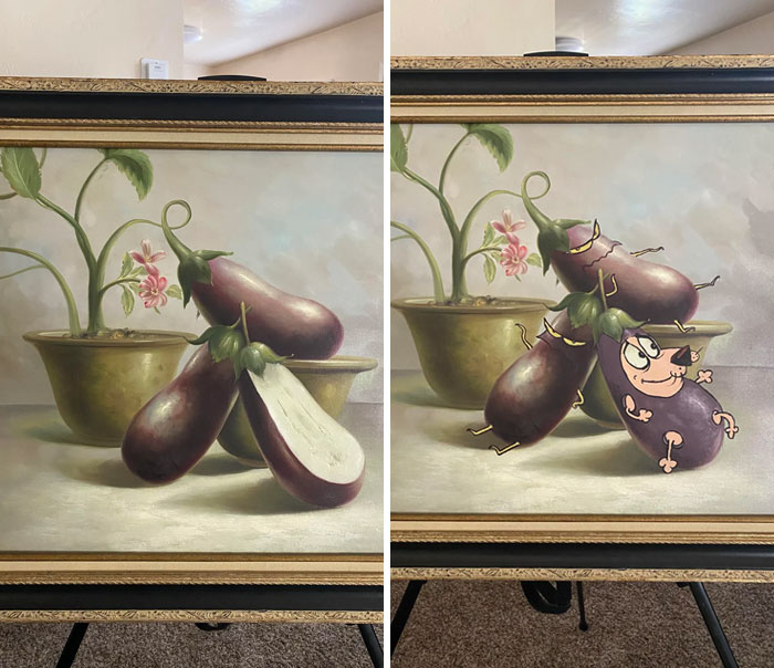 71 Of The Best ‘Repaintings’ Done By People On Old Thrifted Artworks (New Pics)