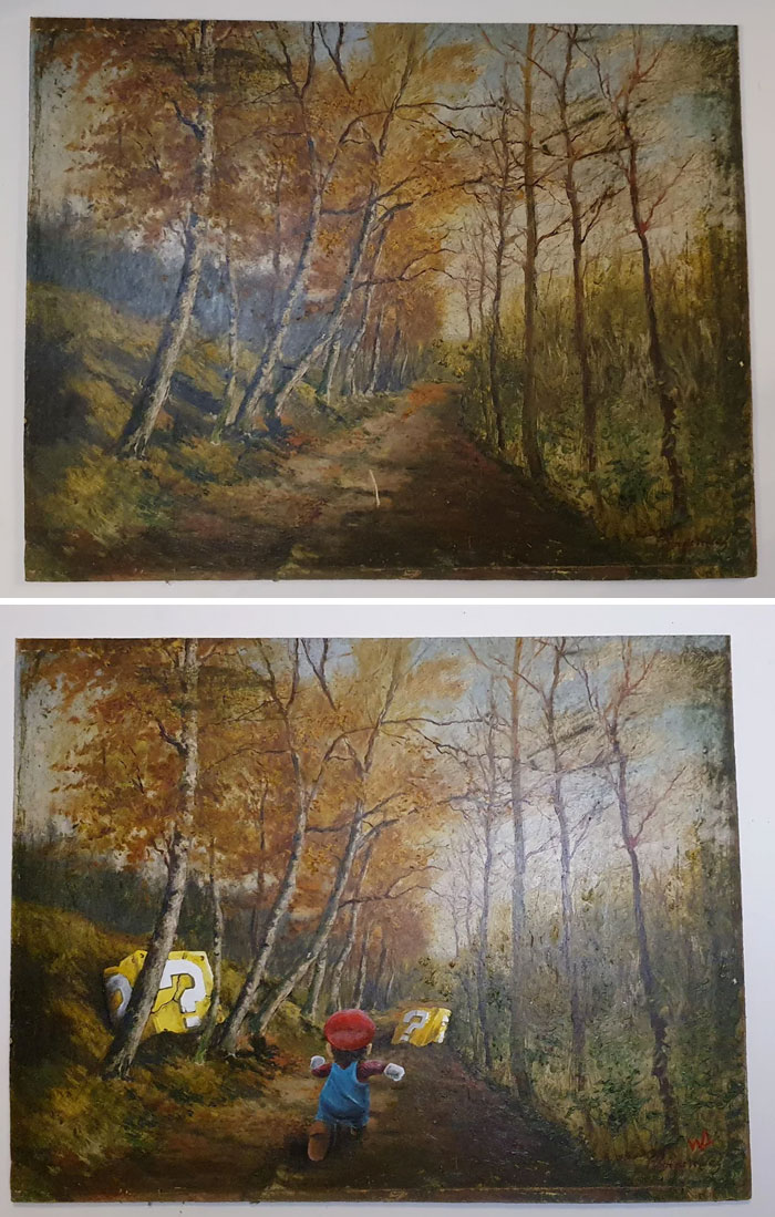 71 Of The Best ‘Repaintings’ Done By People On Old Thrifted Artworks (New Pics)