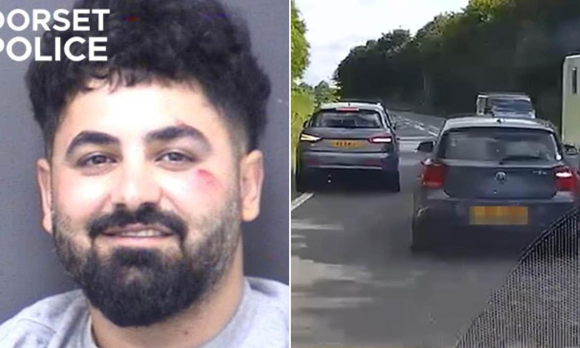 Moment dangerous driver leads police on hair-raising 100mph chase as he ...
