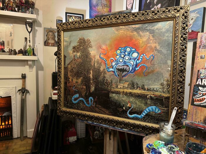 71 Of The Best ‘Repaintings’ Done By People On Old Thrifted Artworks (New Pics)