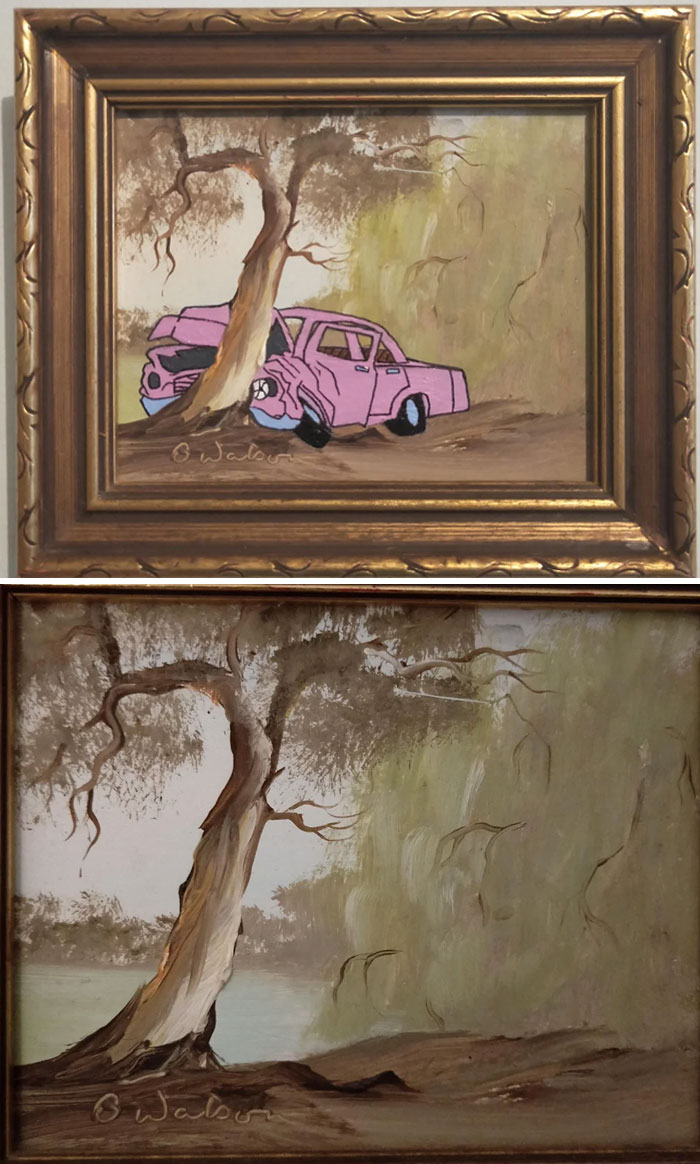 71 Of The Best ‘Repaintings’ Done By People On Old Thrifted Artworks (New Pics)