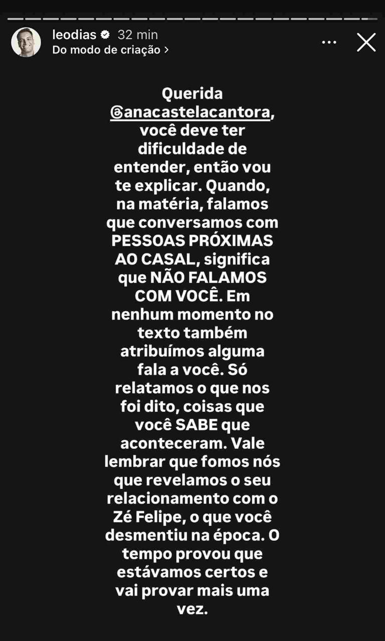 Stories Léo Dias. (Foto: Reprodução/Instagram)