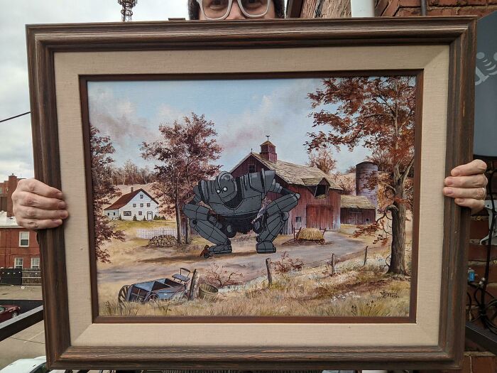 71 Of The Best ‘Repaintings’ Done By People On Old Thrifted Artworks (New Pics)