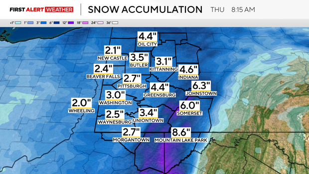 Heavy snow is hitting the Pittsburgh area on New Year's Eve. A map ...