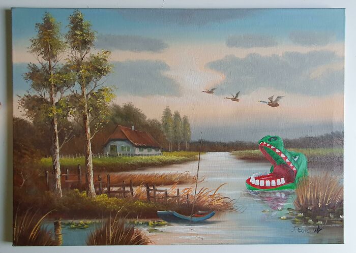 71 Of The Best ‘Repaintings’ Done By People On Old Thrifted Artworks (New Pics)