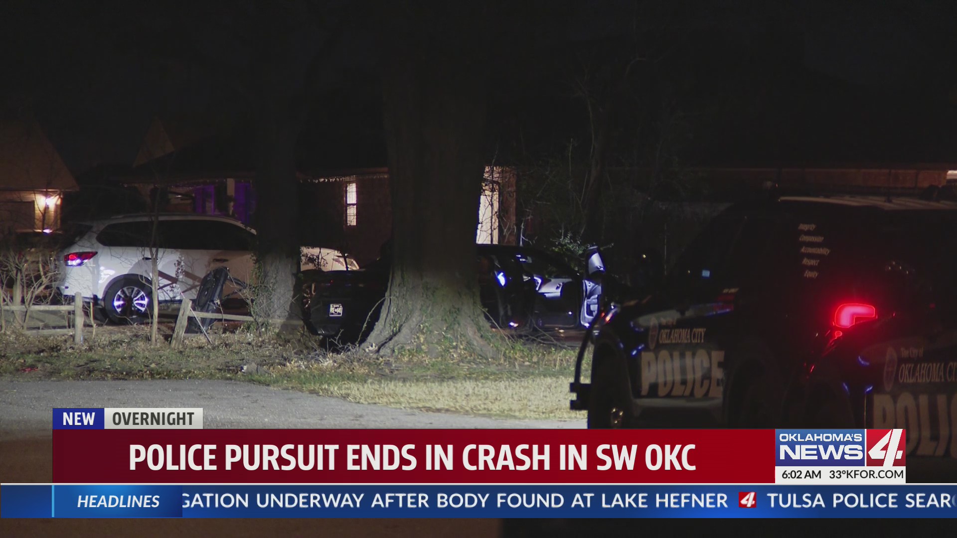 Police pursuit ends in crash in SW Oklahoma City