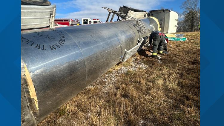 Raw milk spilled after tanker truck crashes in Winston-Salem | Driver ...