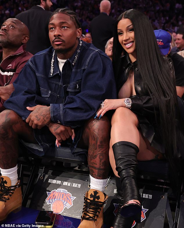Stefon, pictured with girlfriend Cardi B, was hit with felony and misdemeanor charges Tuesday