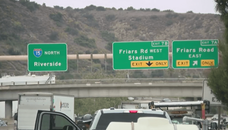 Crash involving big rig blocks traffic on 15 freeway near Mission Valley
