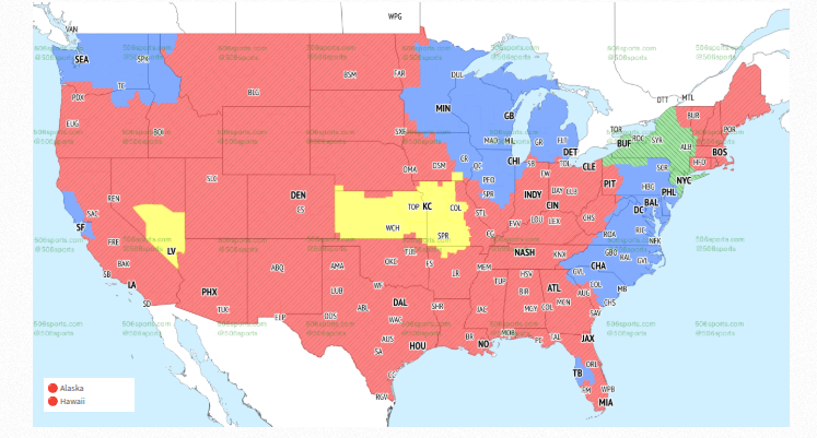 NFL TV broadcast map for Eagles vs. Commanders in Week 18 season finale
