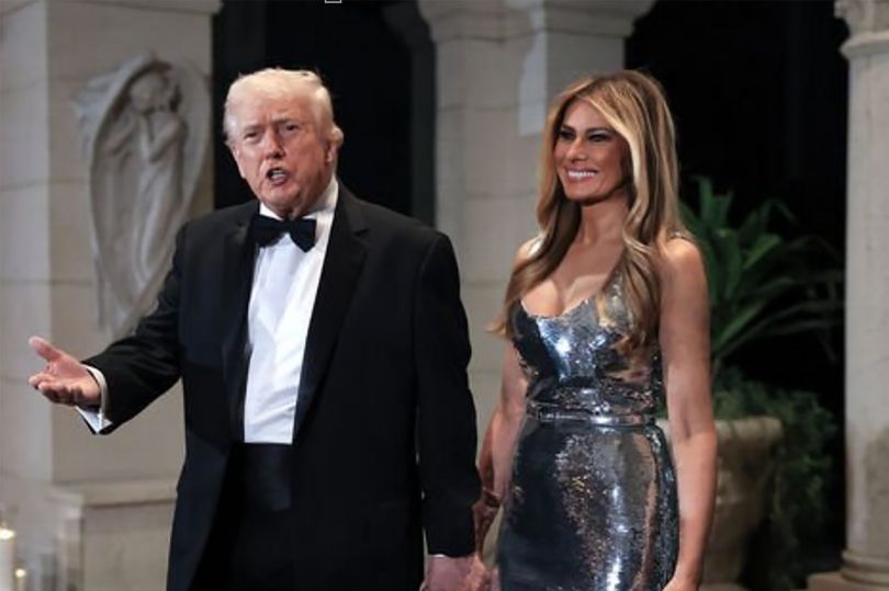 Melania Trump dazzles in silver metallic dress at glitzy New Year's Eve ...
