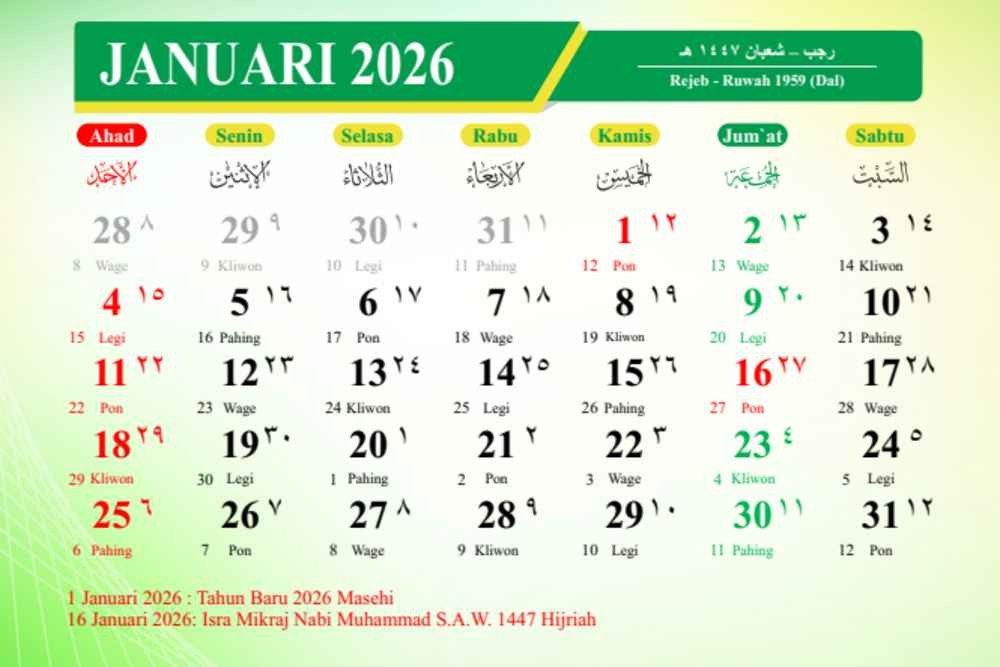 Tanggal Merah dan Libur Bersama Tahun 2026