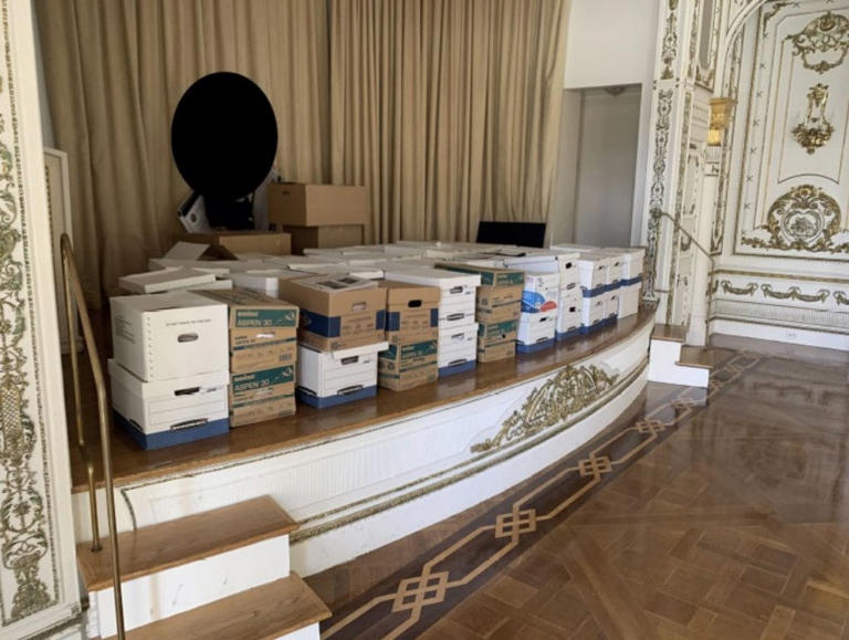 Federal investigators found boxes of documents in a ballroom at Mar-a-Lago. / U.S. District Court