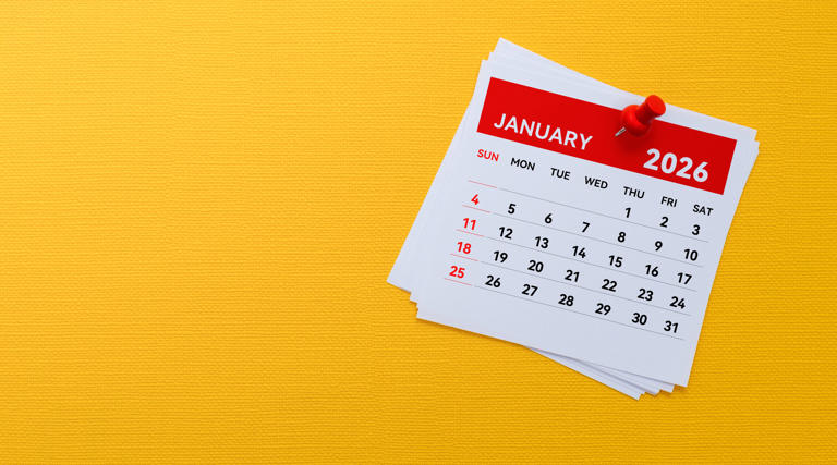 January 2026 calendar includes New Year's Day, MLK Jr. Day, more