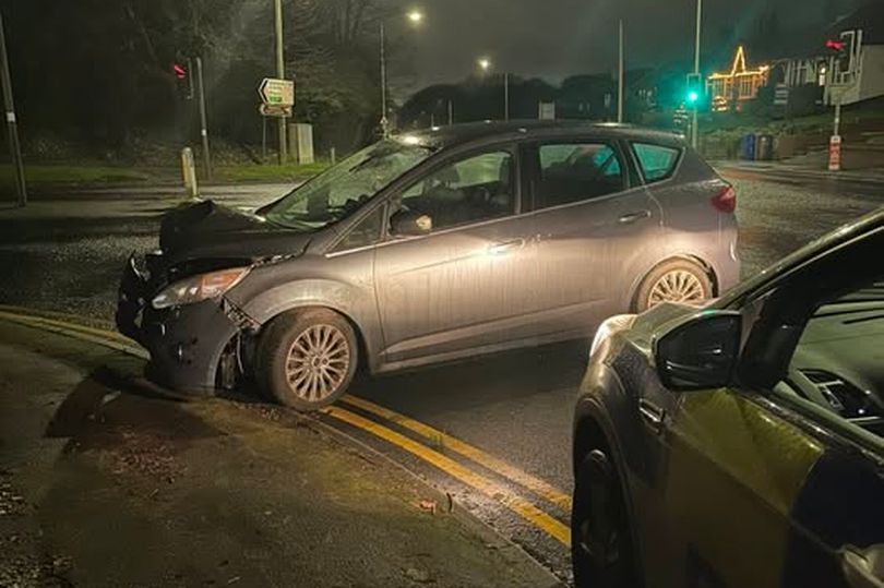 This smashed up car was abandoned - and cops soon discovered why