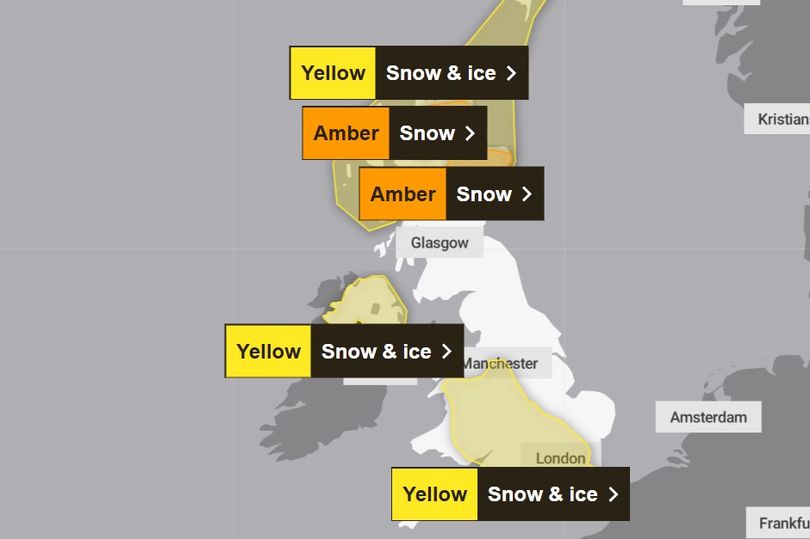 Met Office issues snow update as amber warnings issued across parts of UK