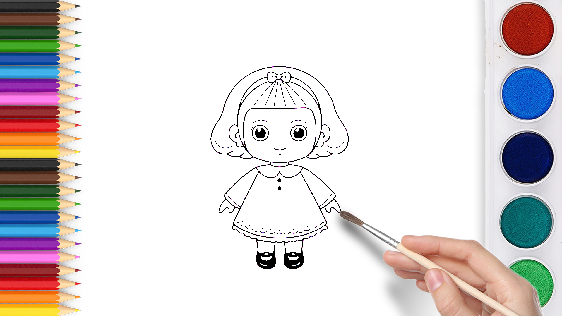 Little girl painting: Learning colors