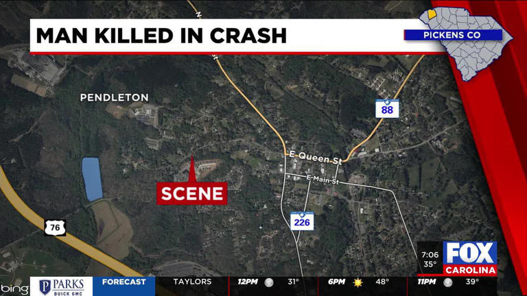 One dead after fiery crash in Pickens County