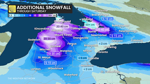 Snow squalls ring in 2026 with another 20-50 cm in southern Ontario