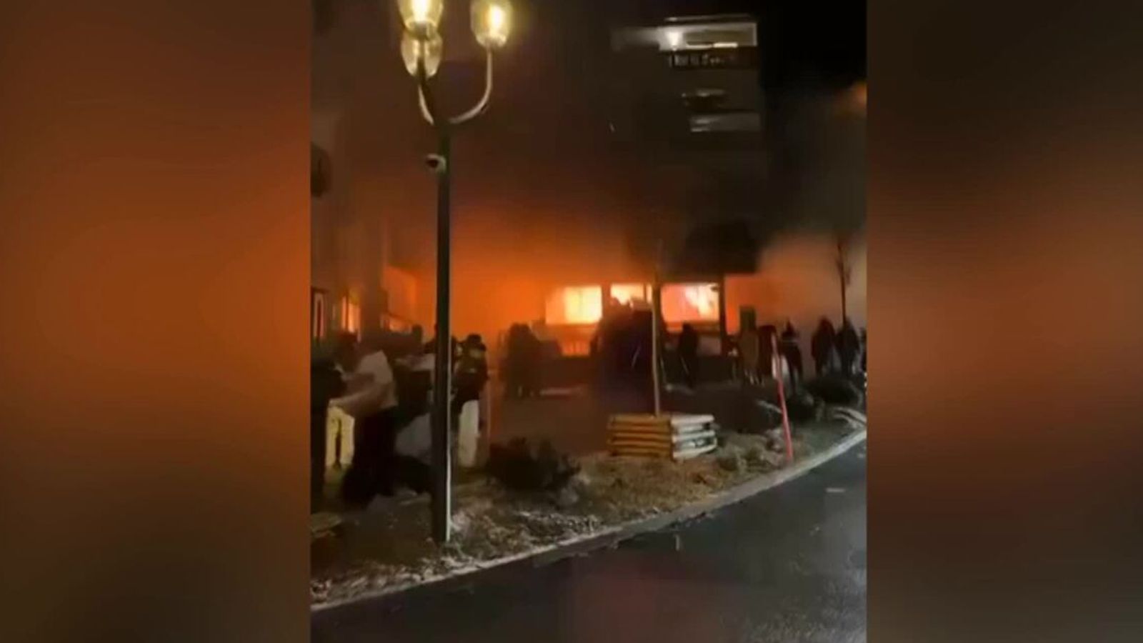 Video shows ski resort bar on fire
