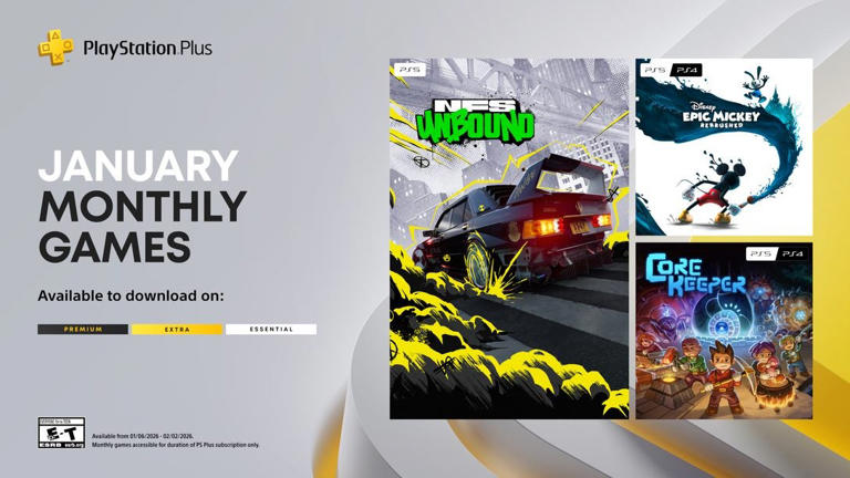 PlayStation Plus January 2026 game line-up confirmed, includes Need for ...