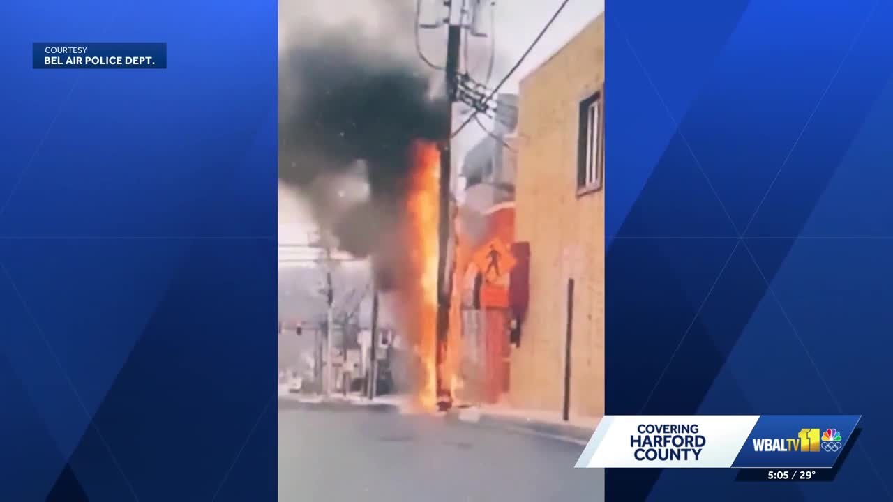 Power outages in Bel Air after utility pole fire, gas leak