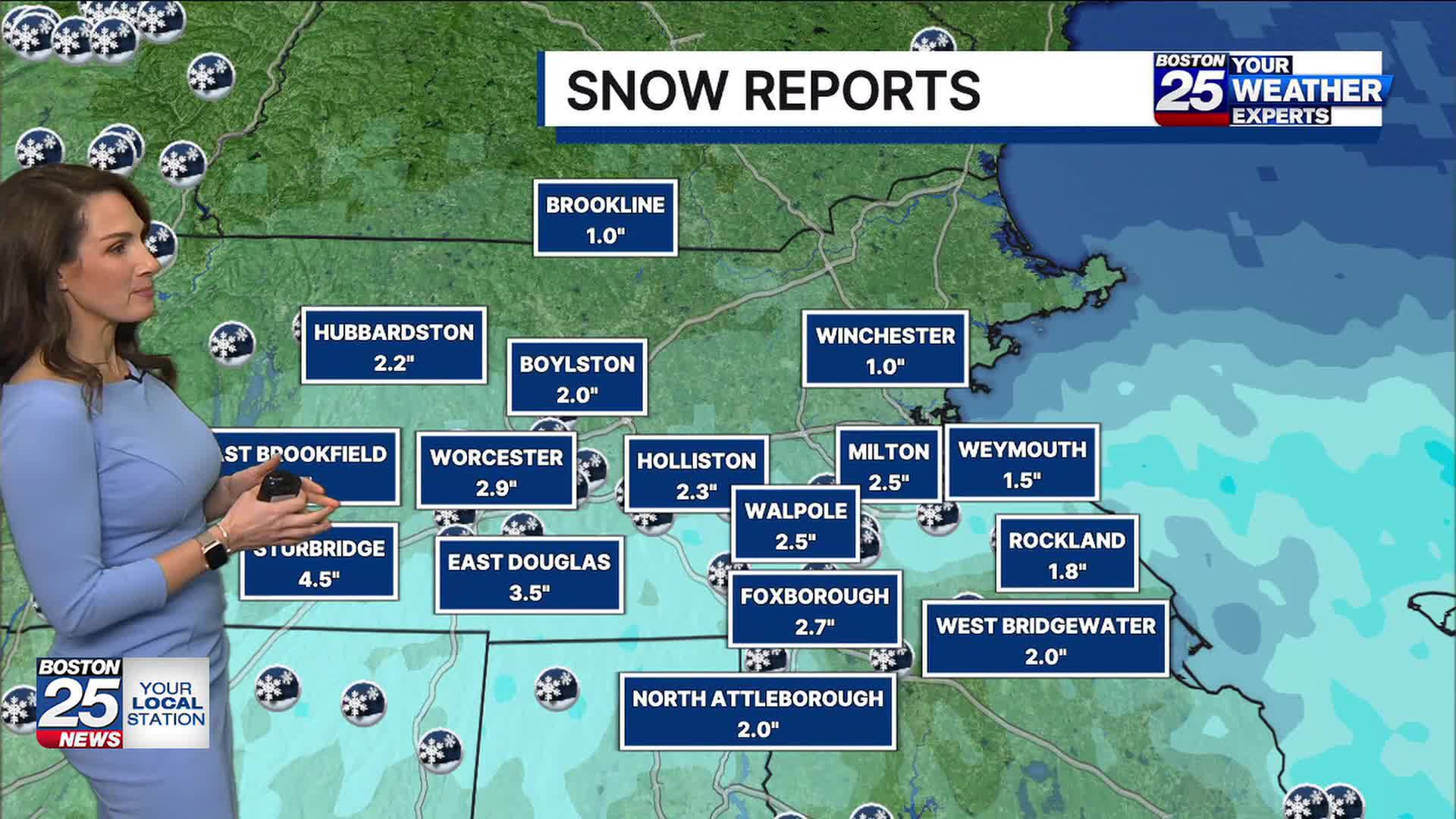 Town-by-town reports: List of New Year’s snow totals in Massachusetts