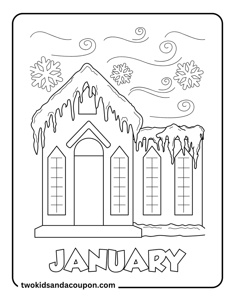 Free printable January coloring pages