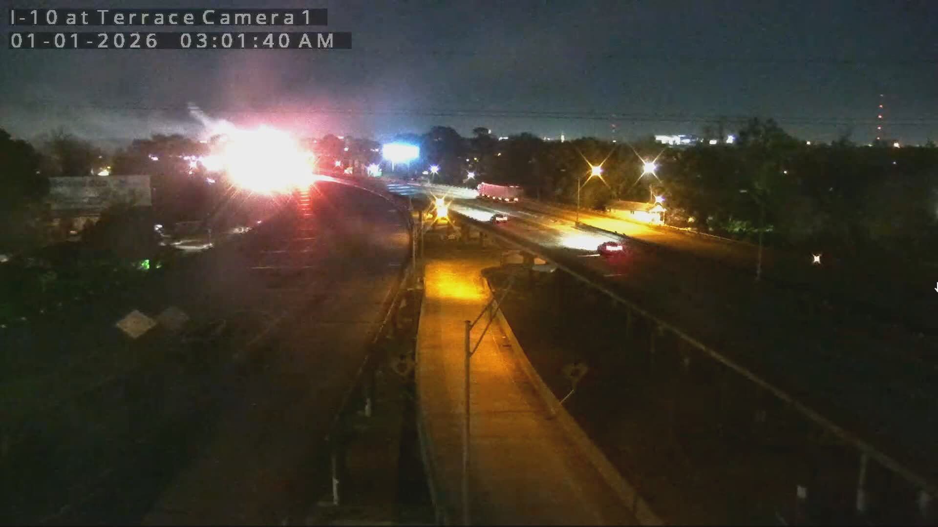 Three people taken to hospital following crash, vehicle fire on interstate