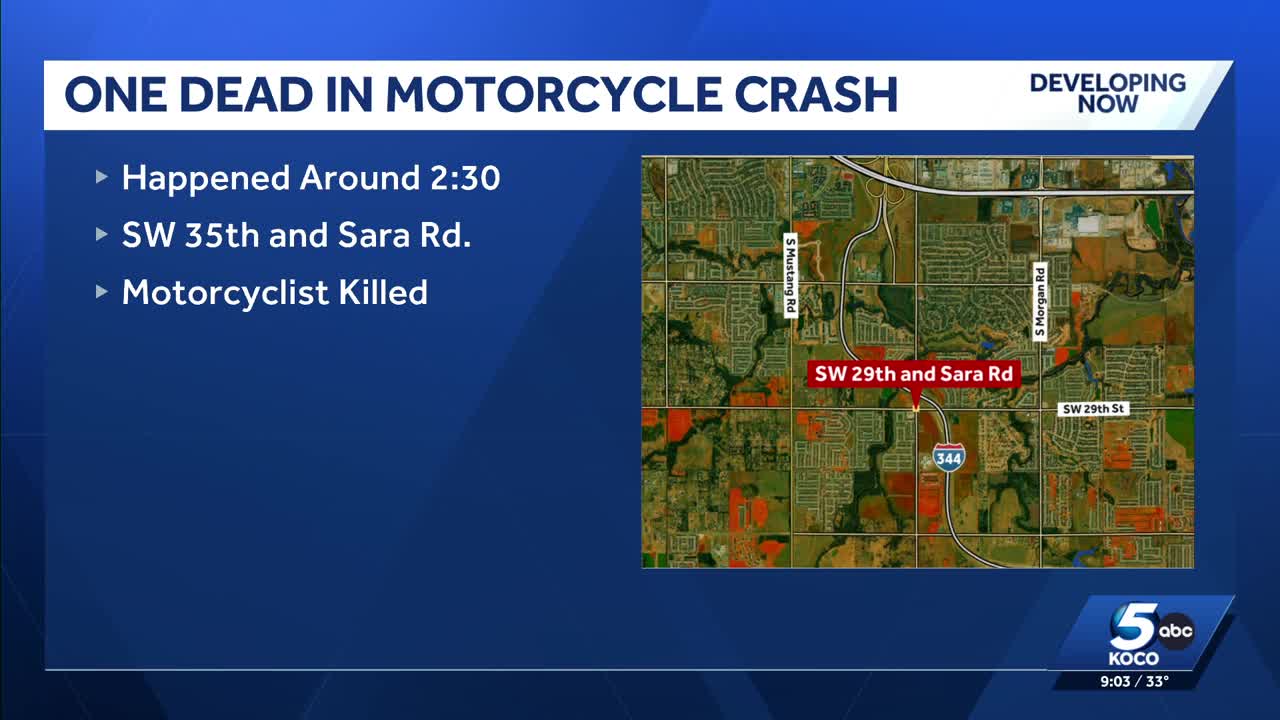 Motorcyclist dead after crash in southwest Oklahoma City