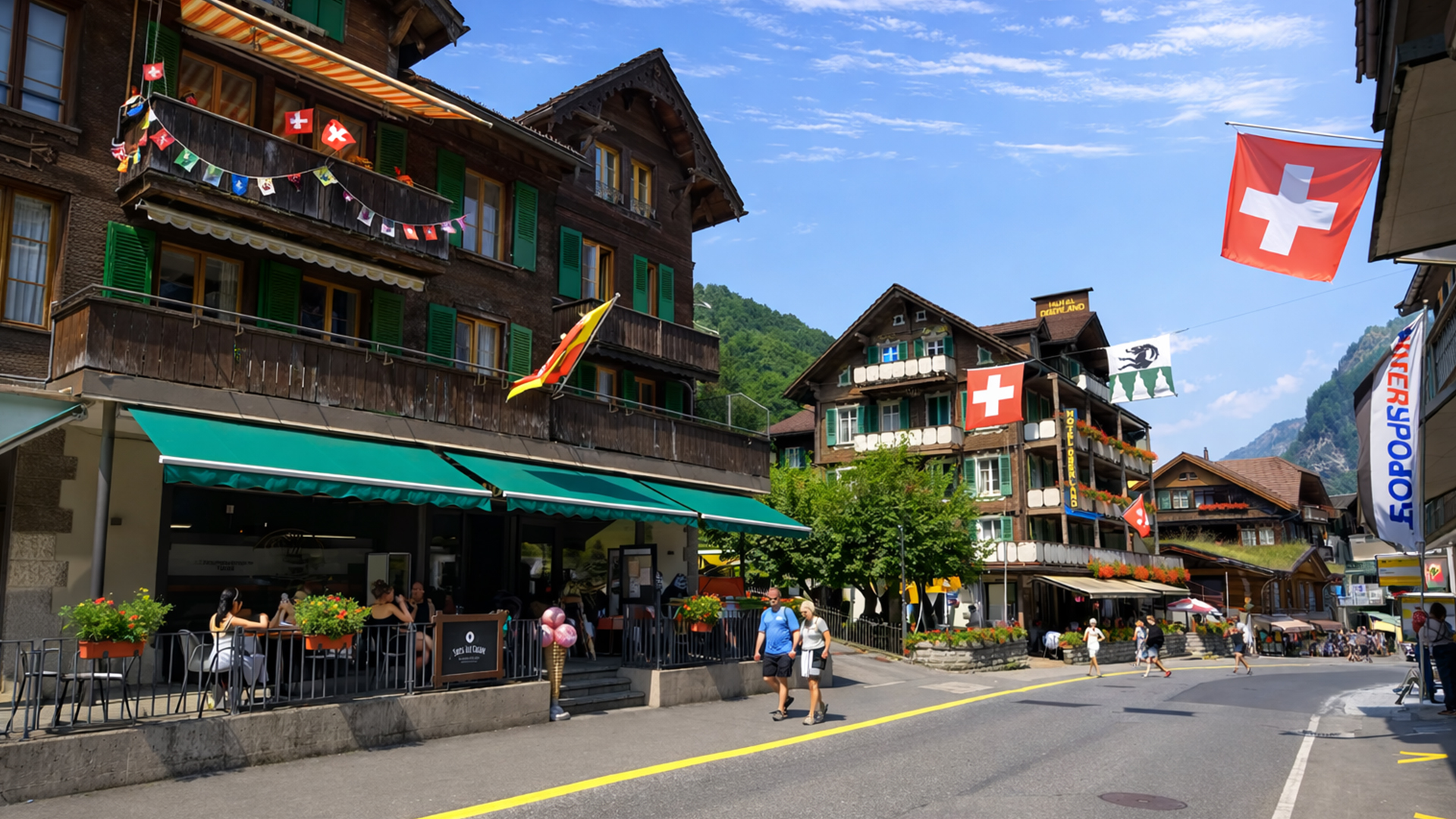 Lauterbrunnen Switzerland relaxing summer walk in the Alps (4K)