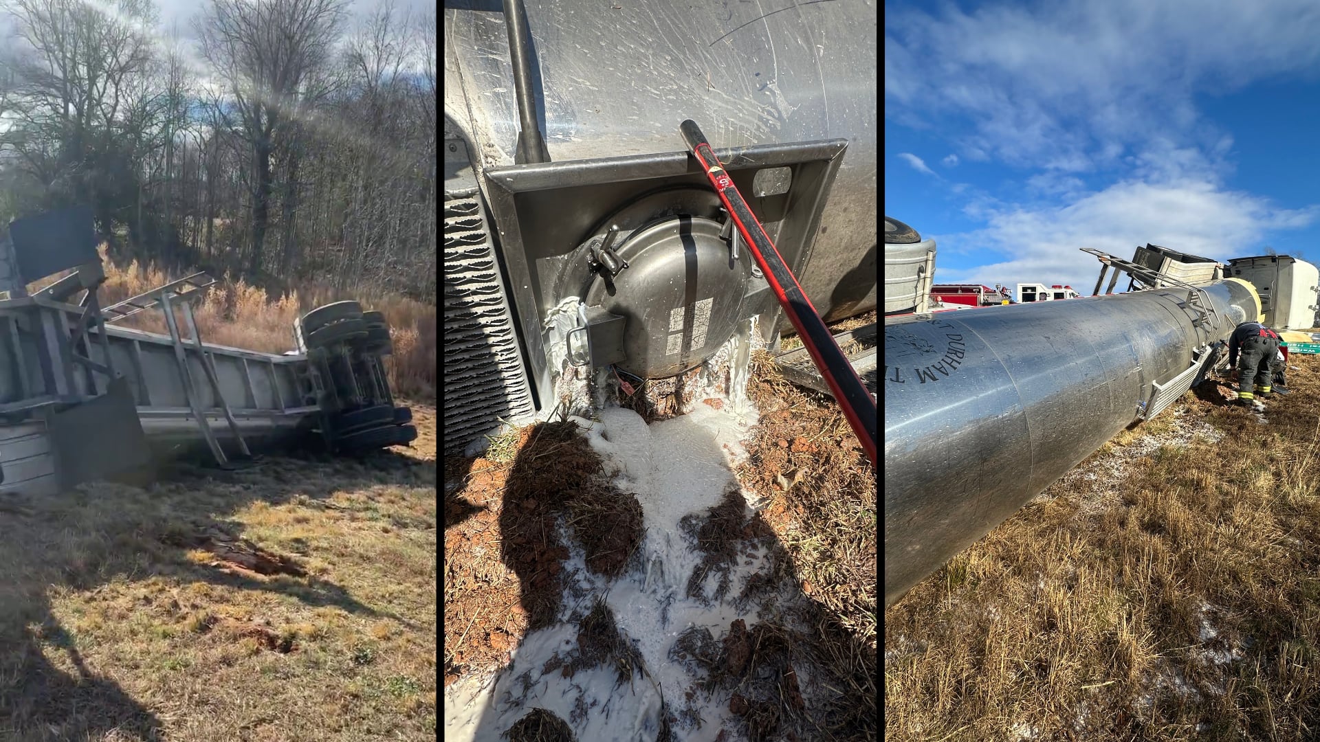 Tanker truck spills milk on roadside after New Year’s Eve crash in ...