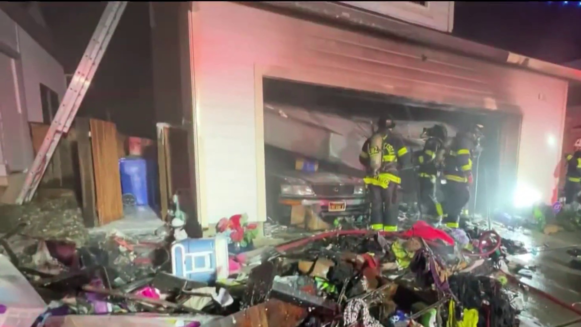 Family displaced after fire rips through home's garage in Brentwood